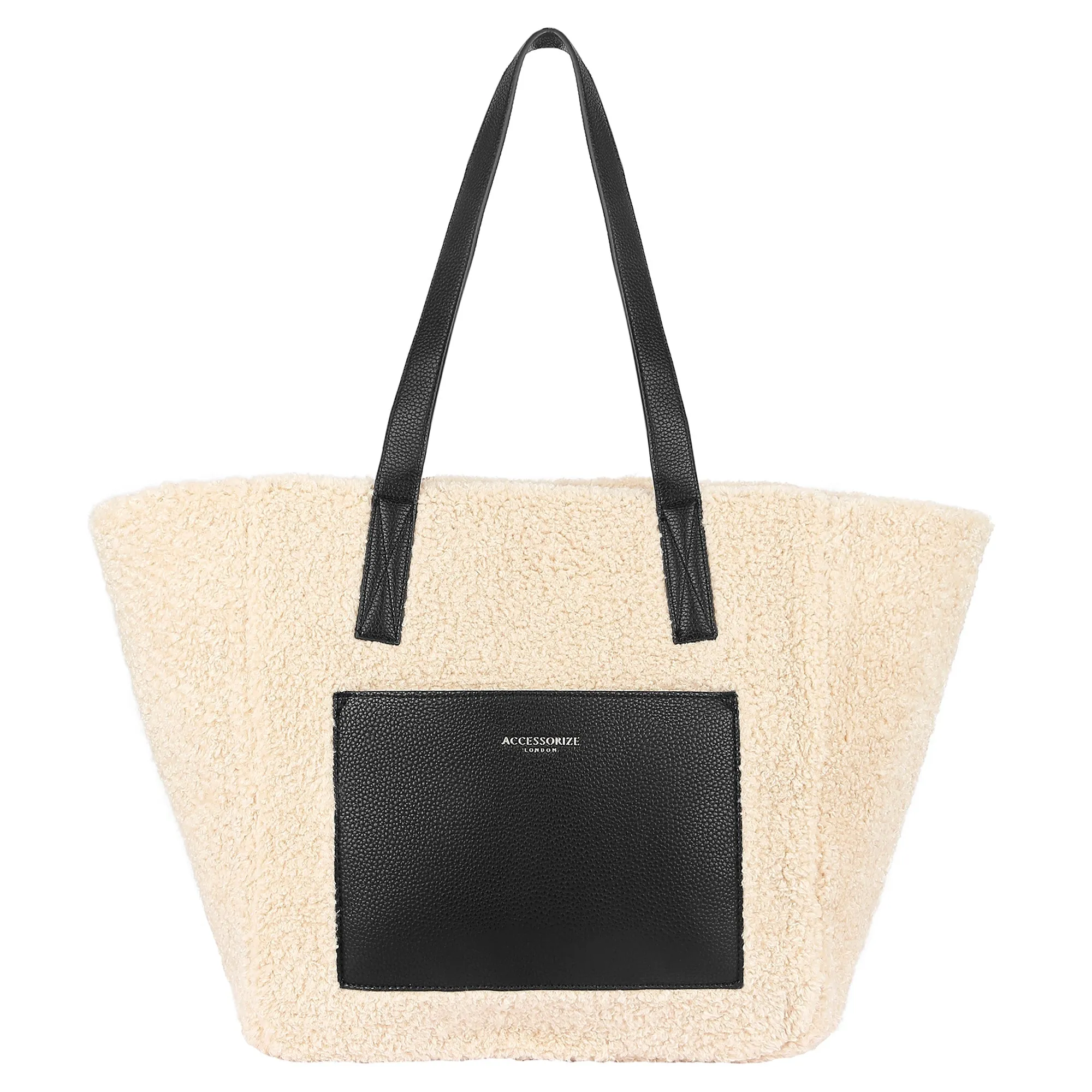 Accessorize London Women's Cream Faux Shearling Tote Bag