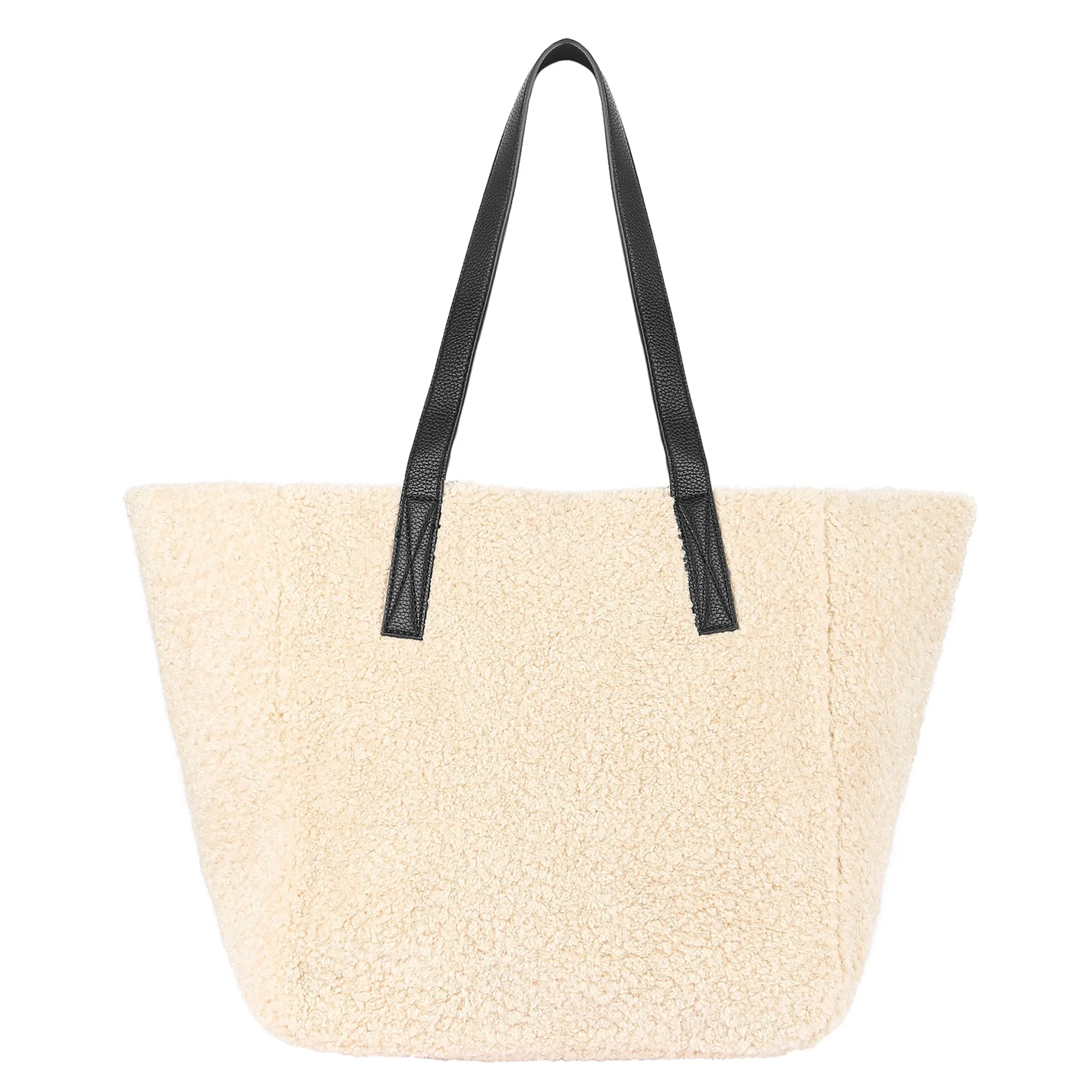 Accessorize London Women's Cream Faux Shearling Tote Bag