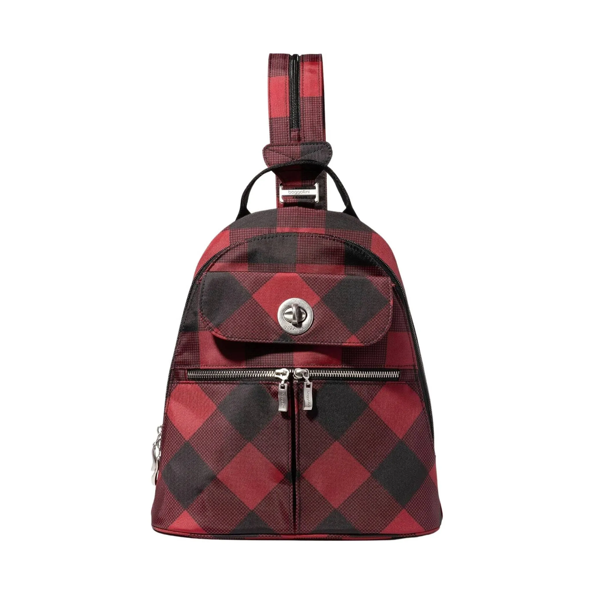 Baggallini Women's Naples Convertible Backpack - Red Buffalo Plaid