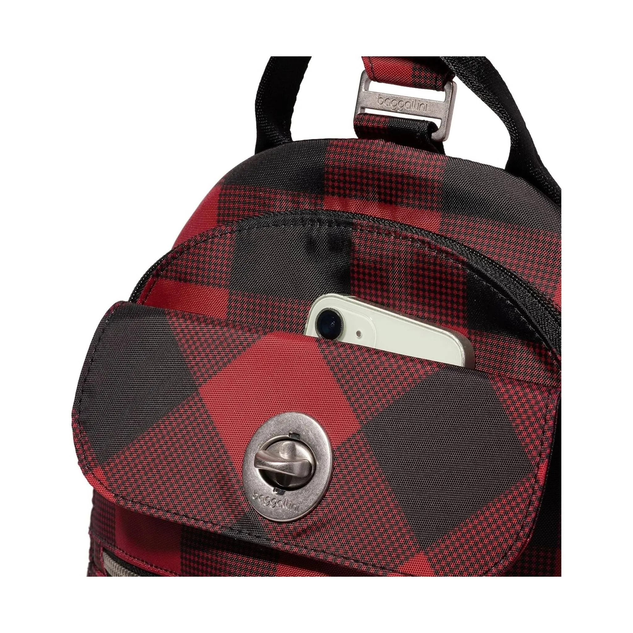 Baggallini Women's Naples Convertible Backpack - Red Buffalo Plaid