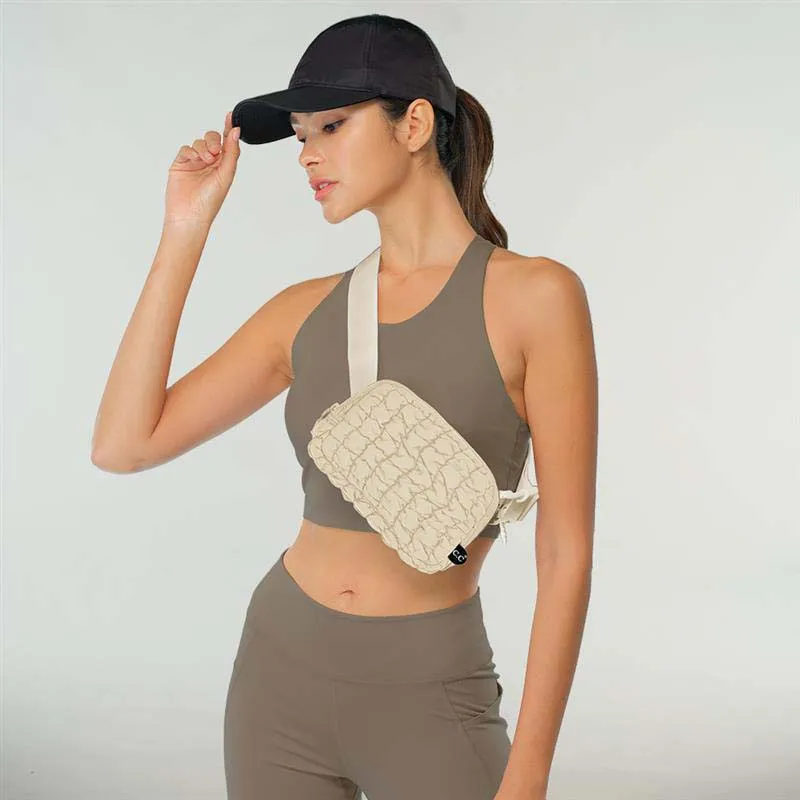 Beige Puffer Belt Bag