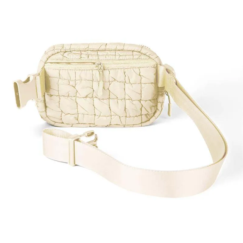 Beige Puffer Belt Bag