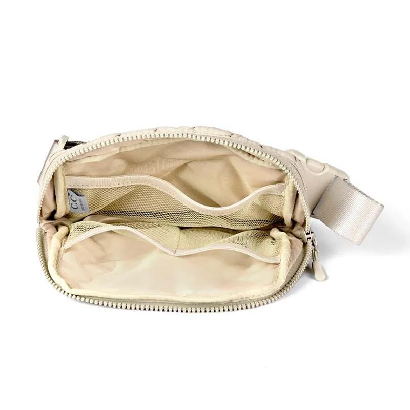 Beige Puffer Belt Bag