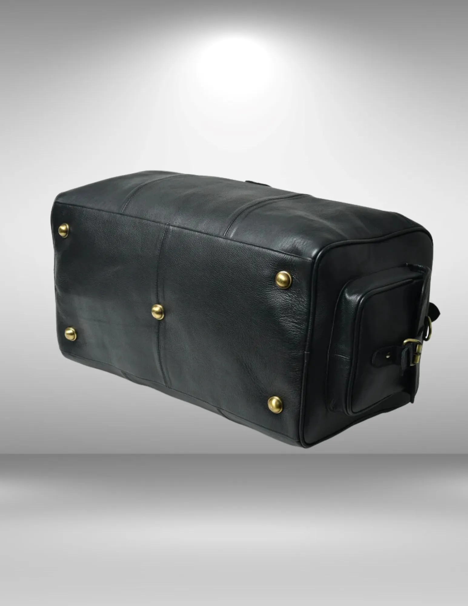 Black Leather Cowhide Weekender Bag