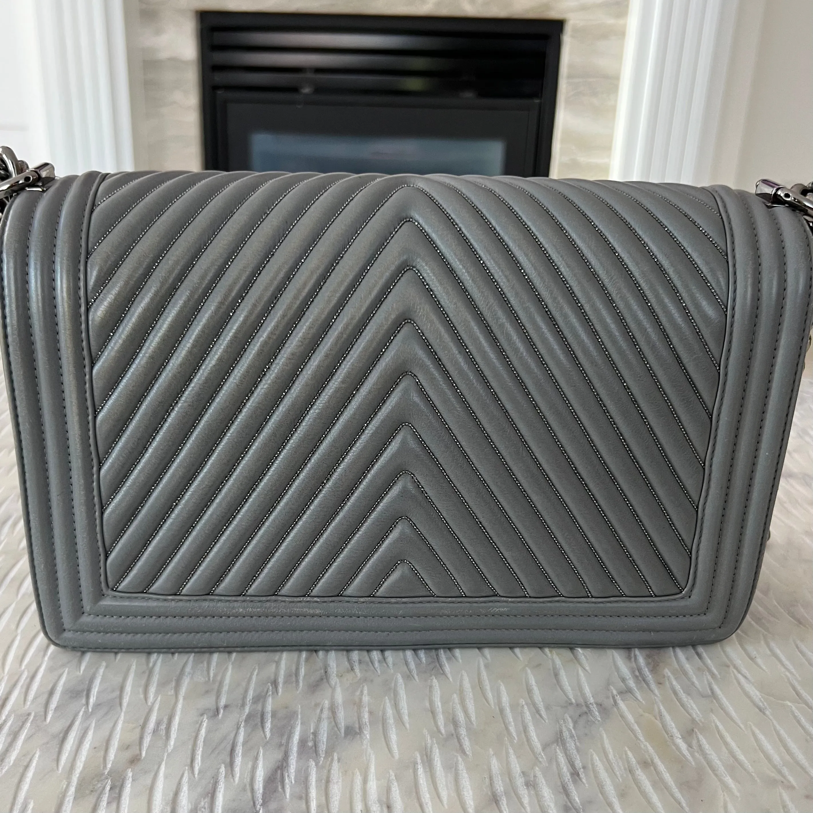 Chanel Embellished Chevron Boy Bag