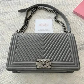 Chanel Embellished Chevron Boy Bag