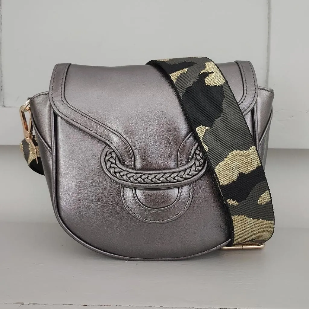 Emmy Satchel - Pewter metallic leather