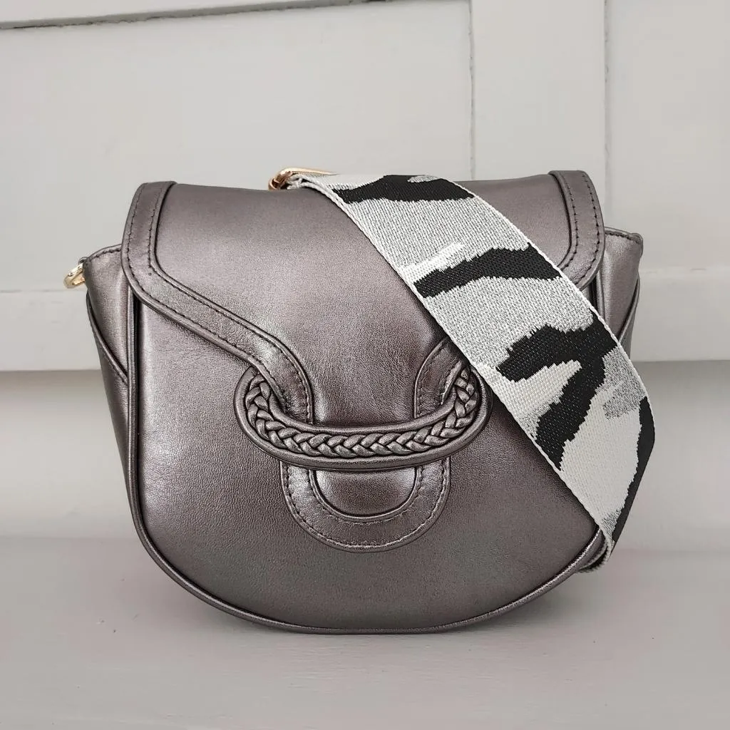 Emmy Satchel - Pewter metallic leather