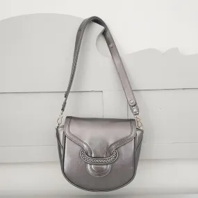 Emmy Satchel - Pewter metallic leather