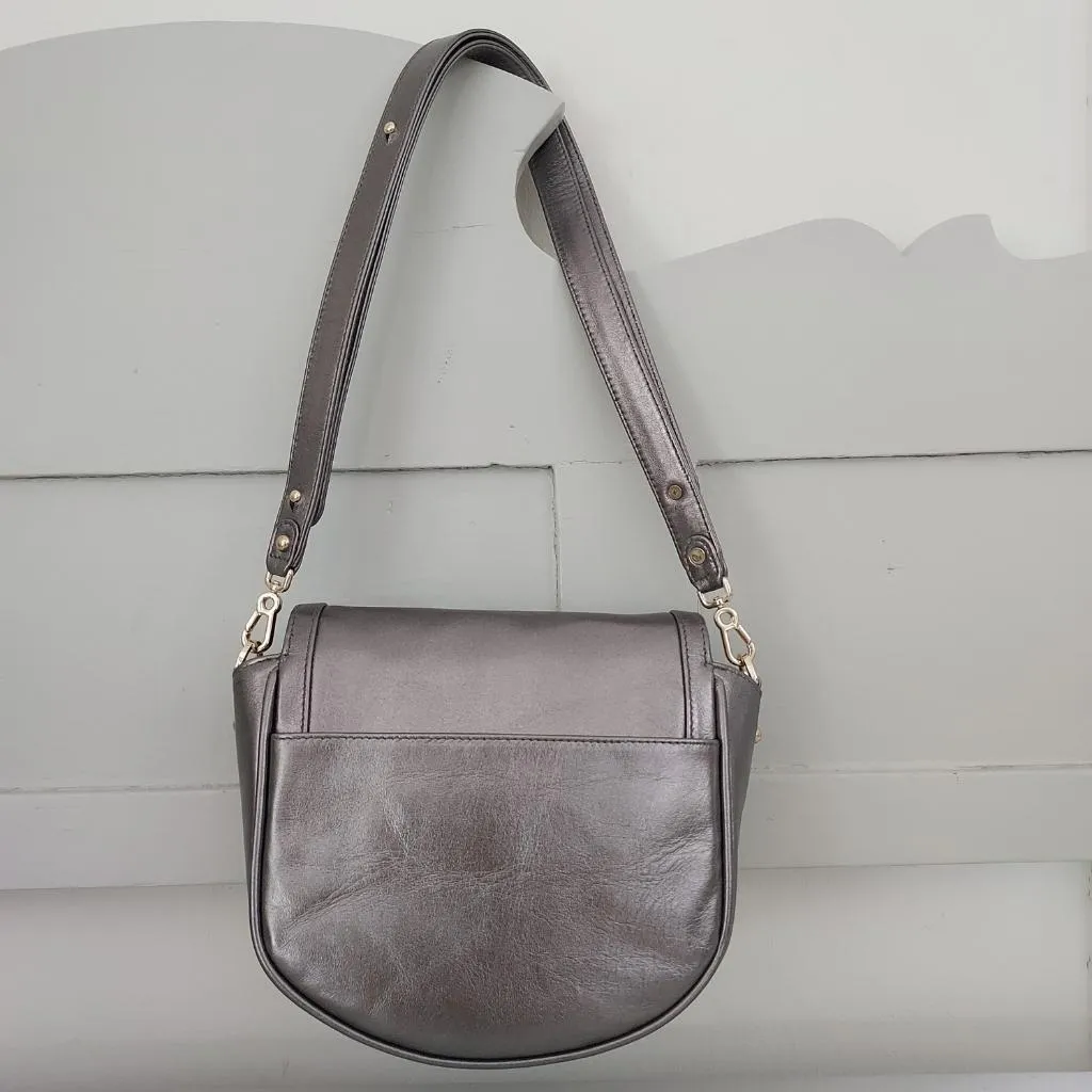 Emmy Satchel - Pewter metallic leather