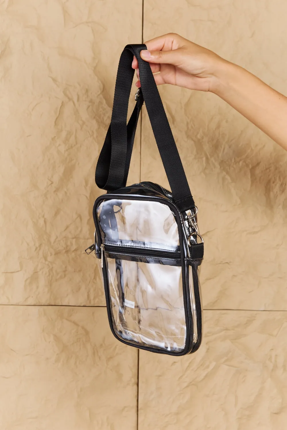 Fame Make Myself Clear Rectangle Crossbody Bag in Black