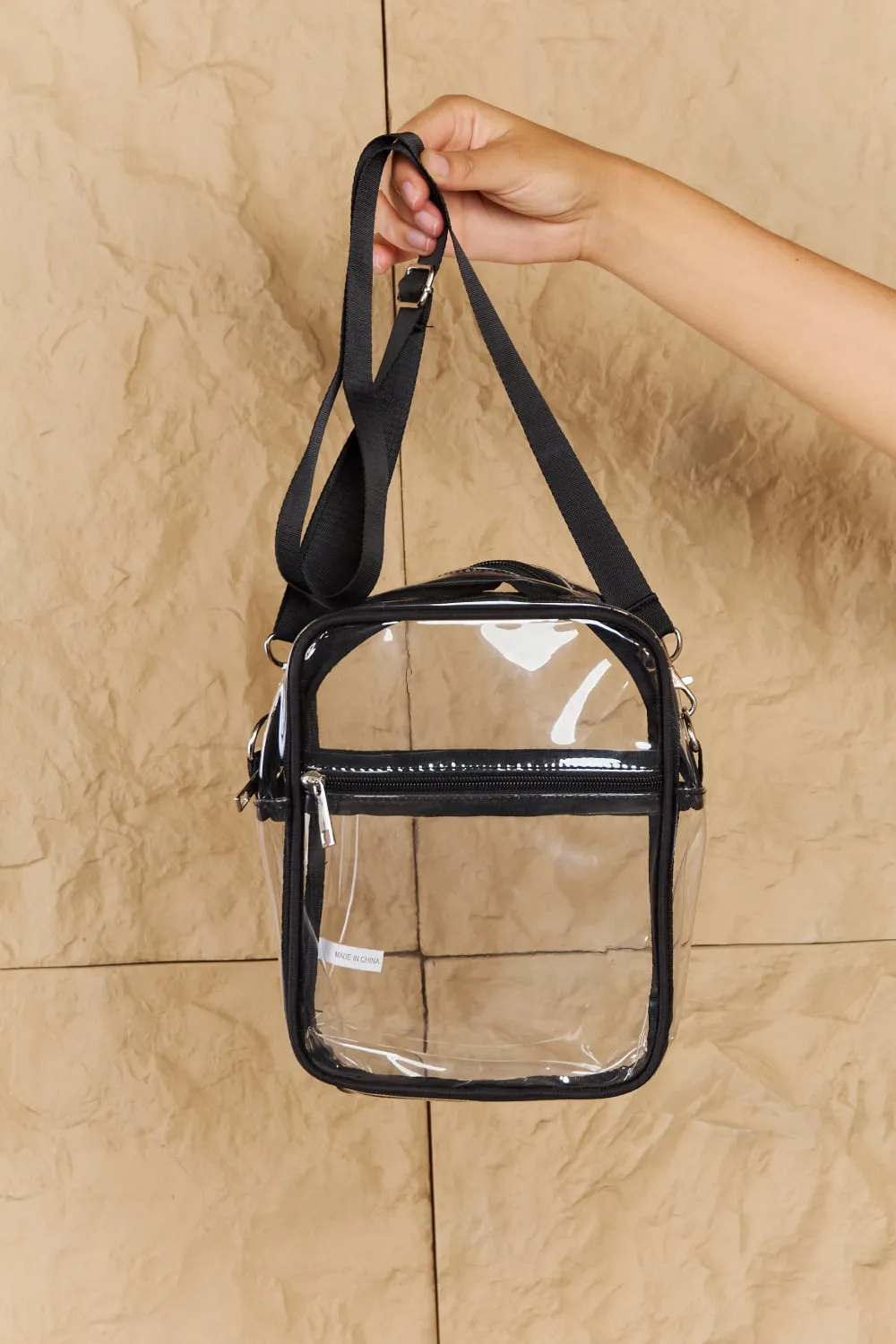 Fame Make Myself Clear Rectangle Crossbody Bag in Black