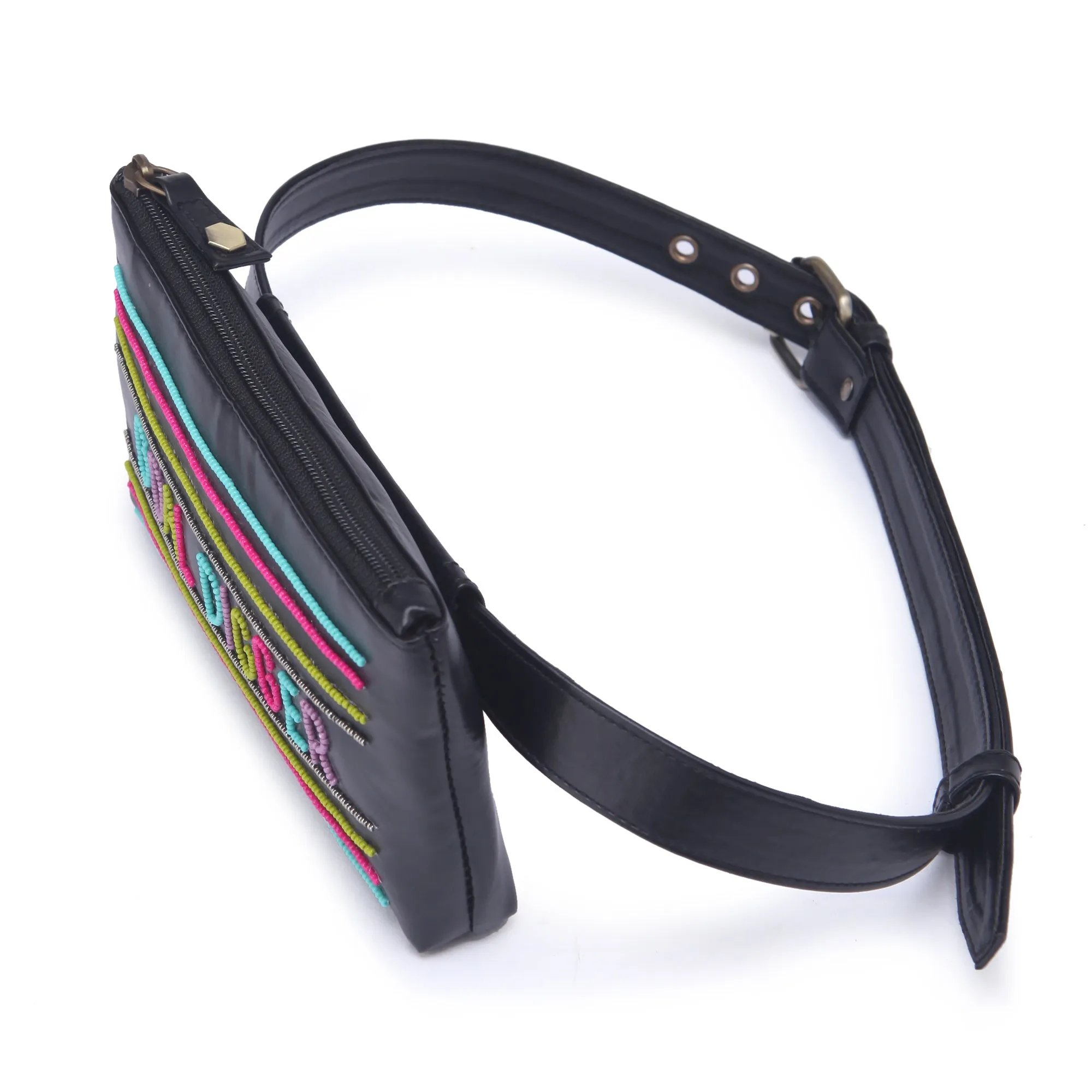 Goal digger Black Hand Embroidery Waist Belt Bag