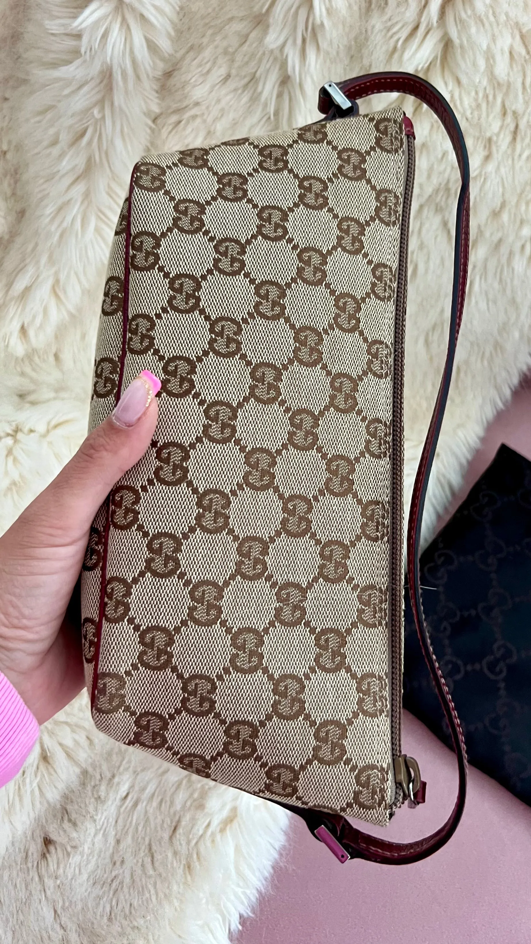 GUCCI Baguette GG Monogram Mini Bag