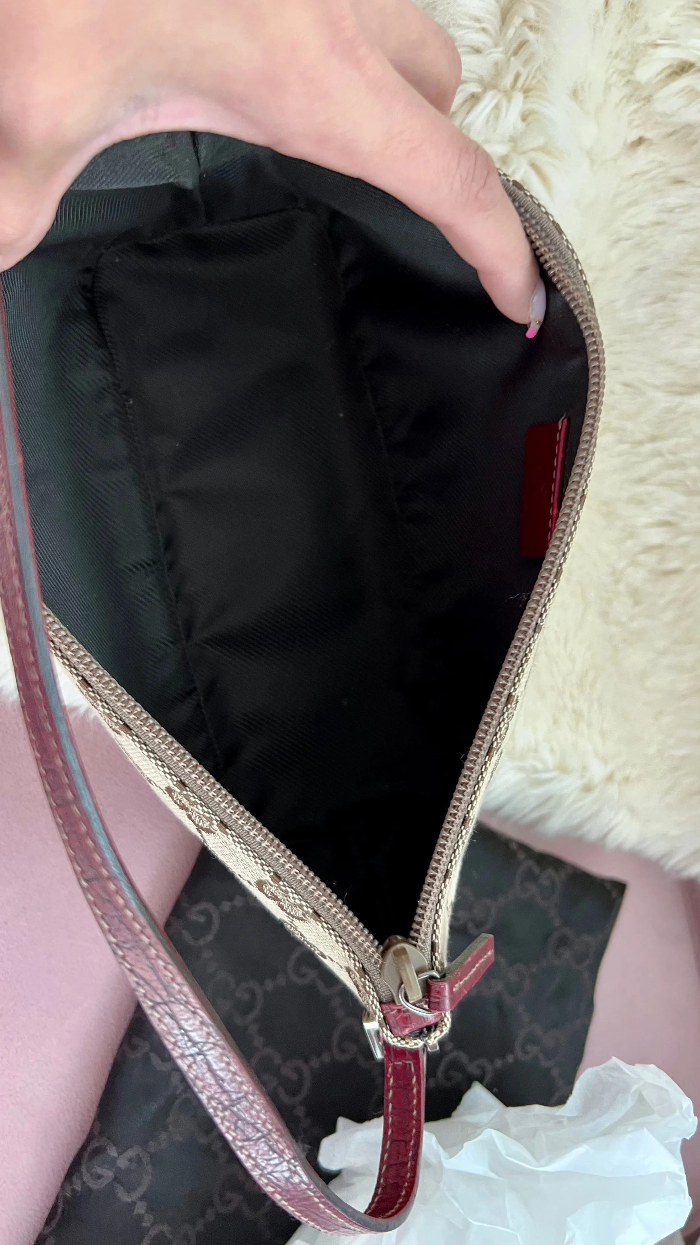 GUCCI Baguette GG Monogram Mini Bag