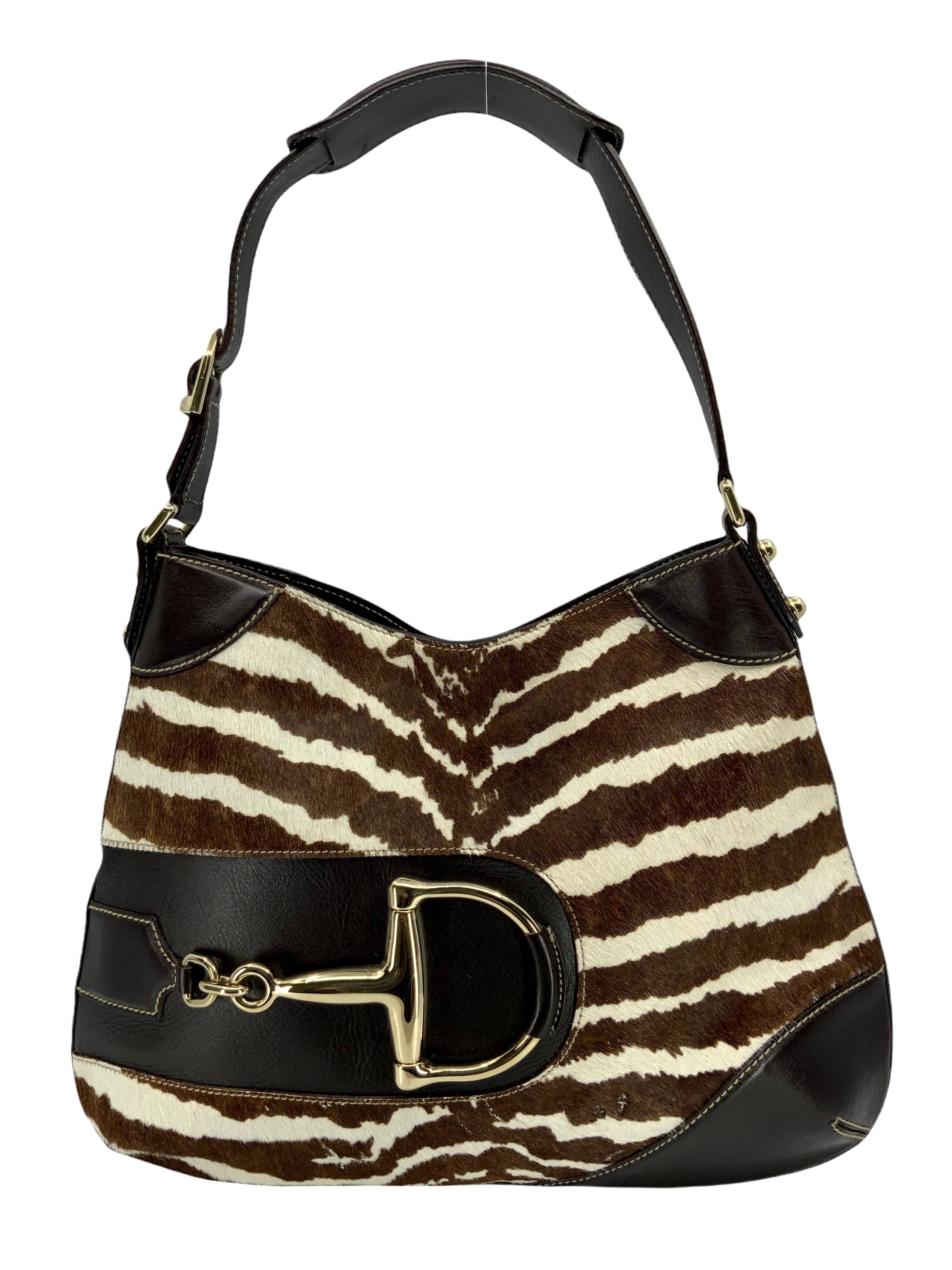 Gucci Zebra Print Pony Hair Horsebit Hasler Hobo Bag