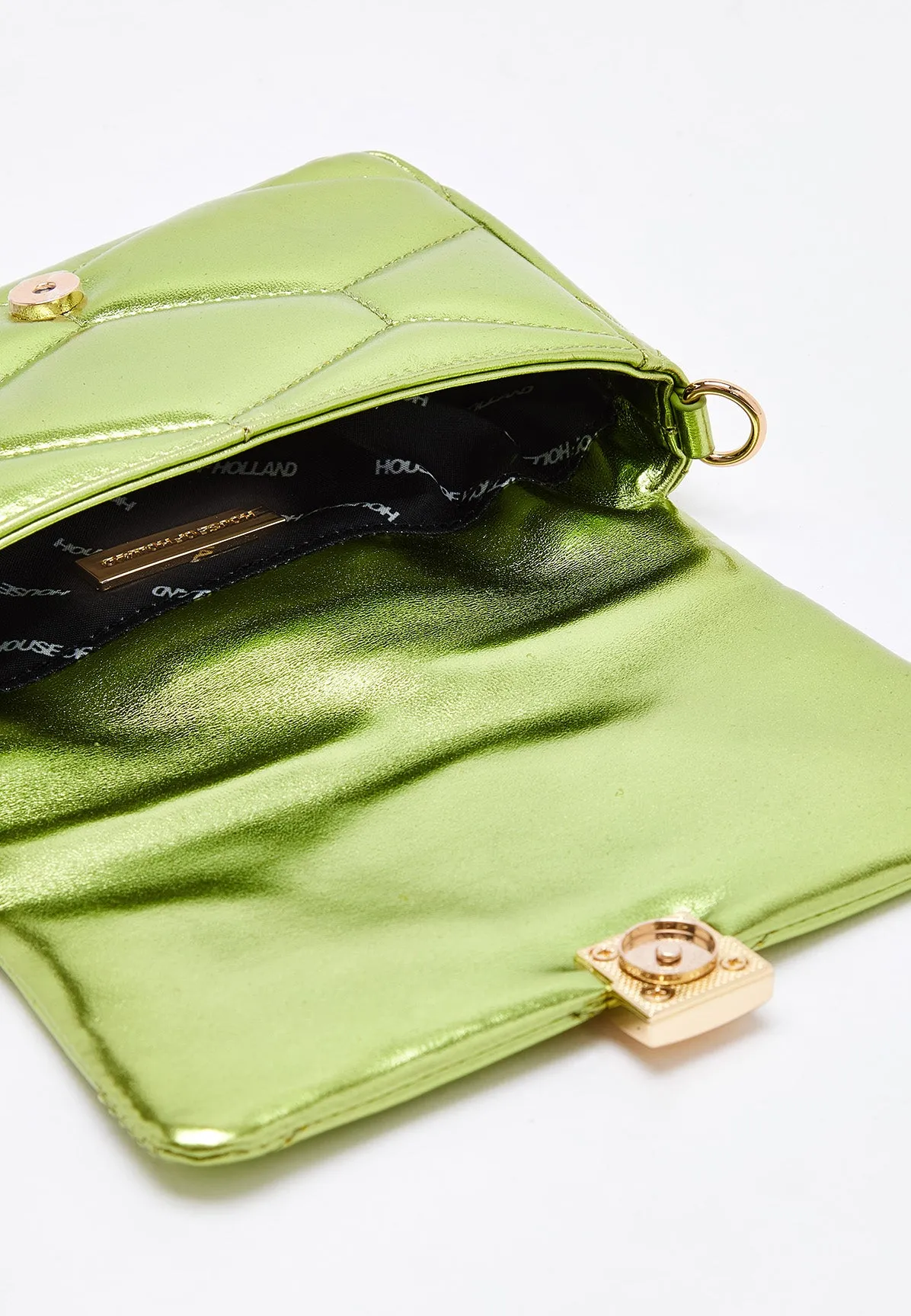 House Of Holland Metallic Green Crossbody Bag