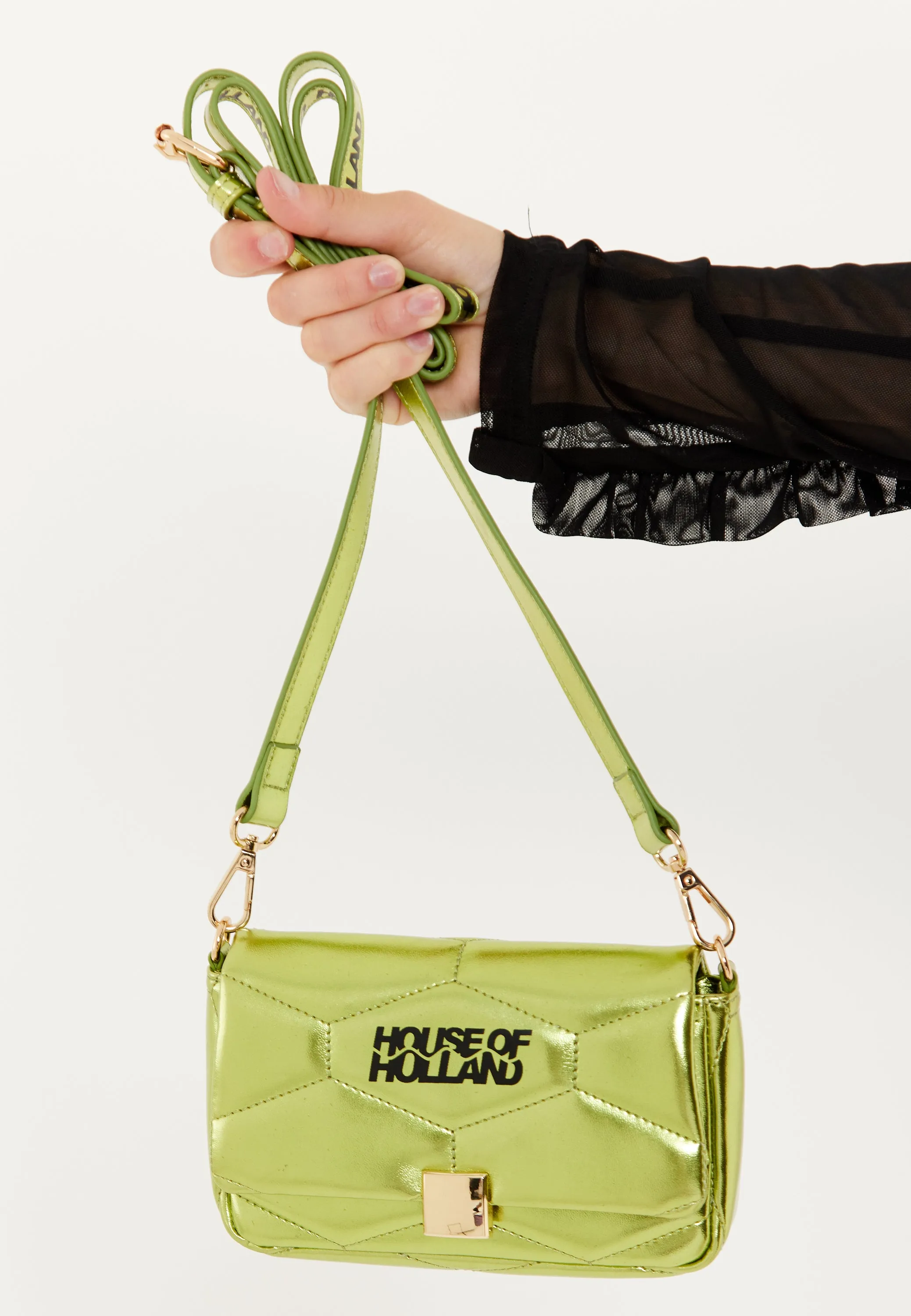 House Of Holland Metallic Green Crossbody Bag