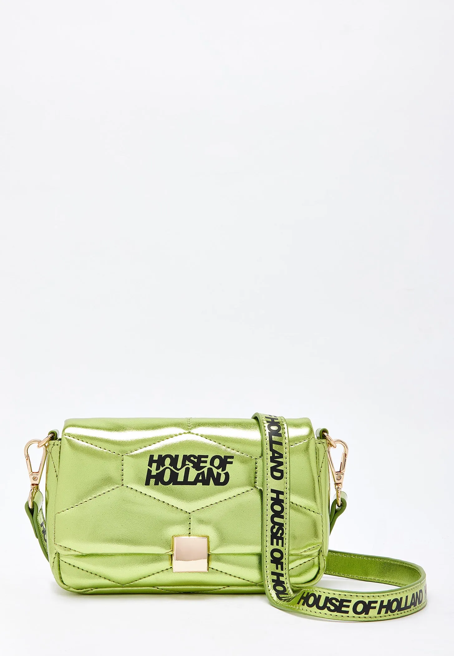 House Of Holland Metallic Green Crossbody Bag