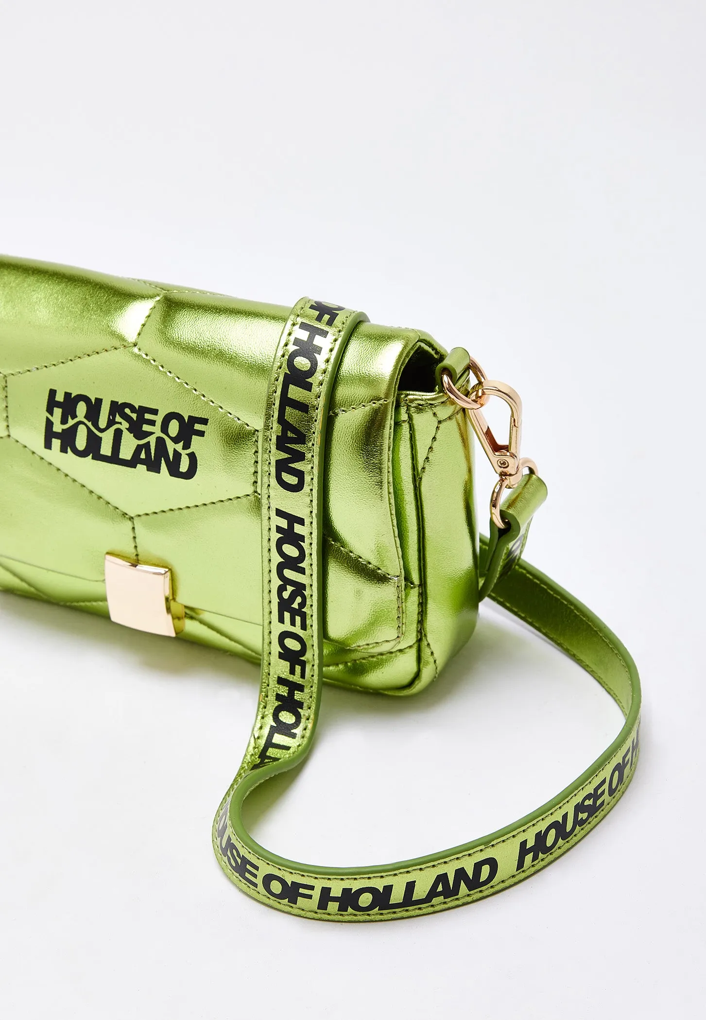 House Of Holland Metallic Green Crossbody Bag