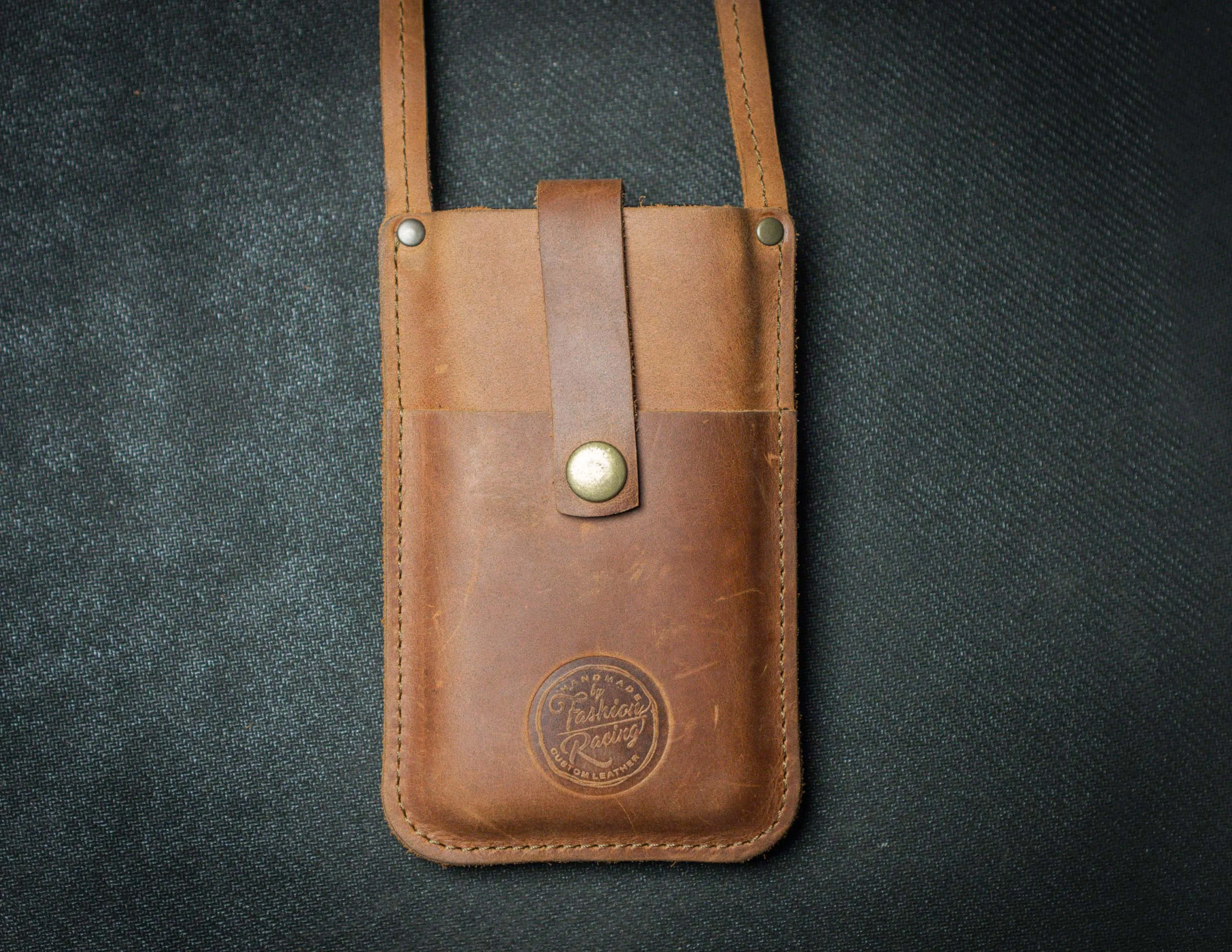 Leather crossbody bag for phone | Minimalist pocket with long strap