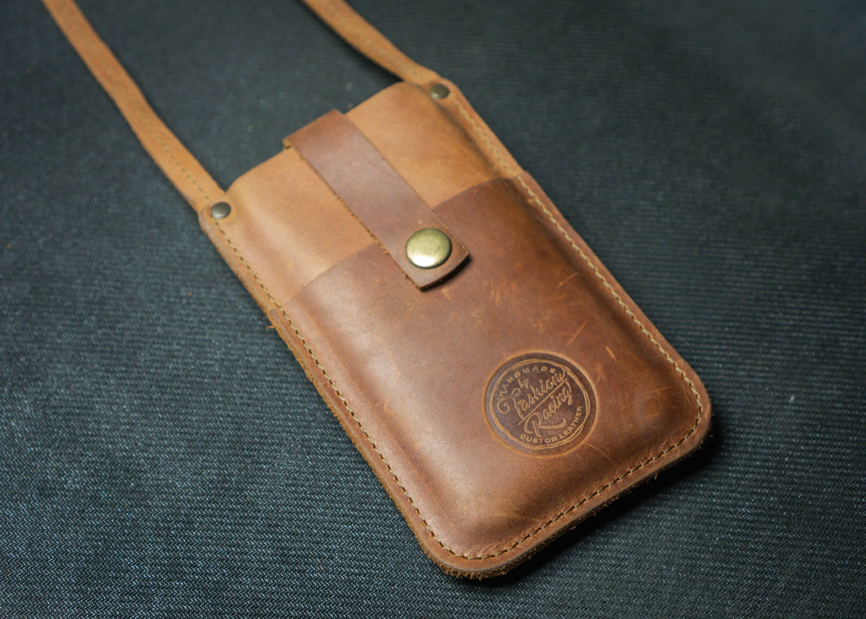 Leather crossbody bag for phone | Minimalist pocket with long strap