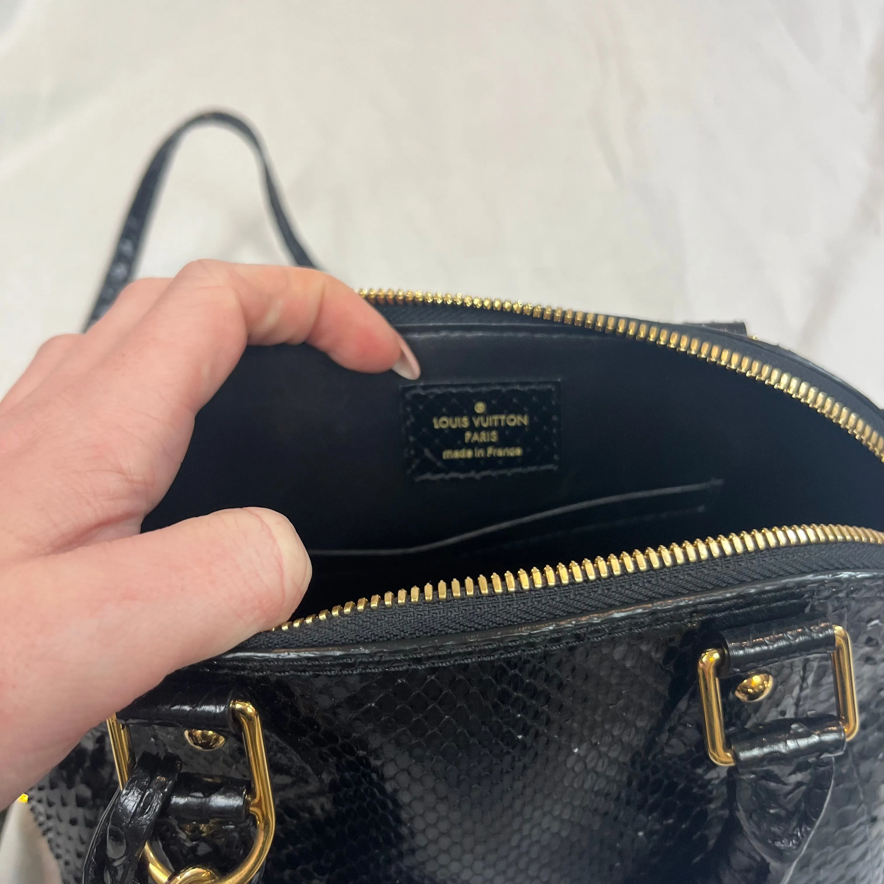 Louis Vuitton Brand New 3200 Black Python Alma BB Bag