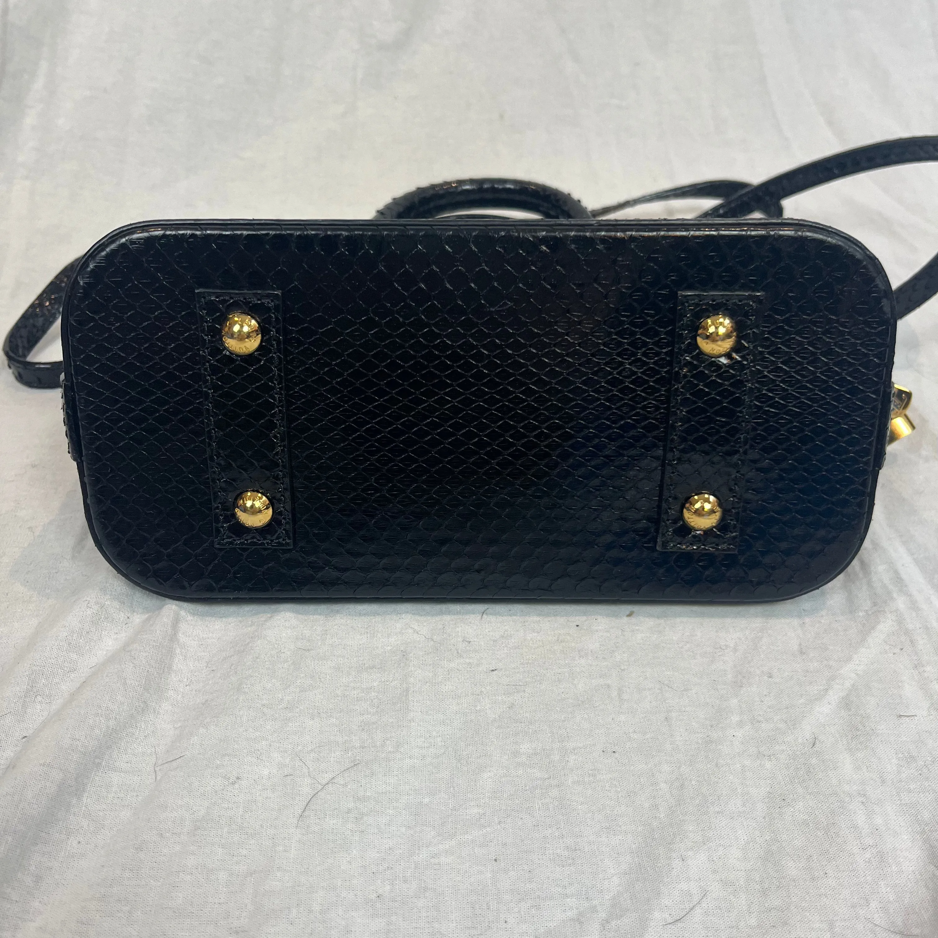 Louis Vuitton Brand New 3200 Black Python Alma BB Bag