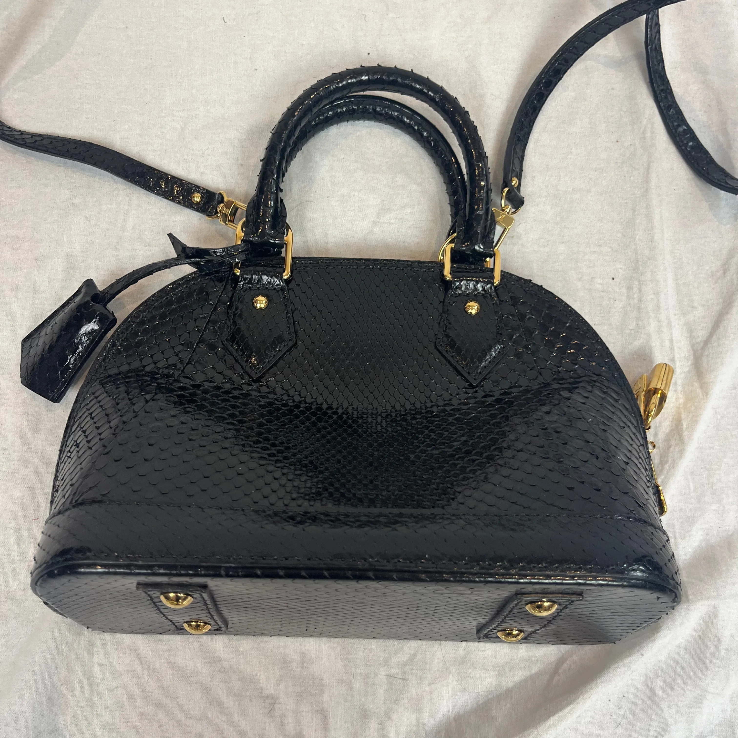 Louis Vuitton Brand New 3200 Black Python Alma BB Bag