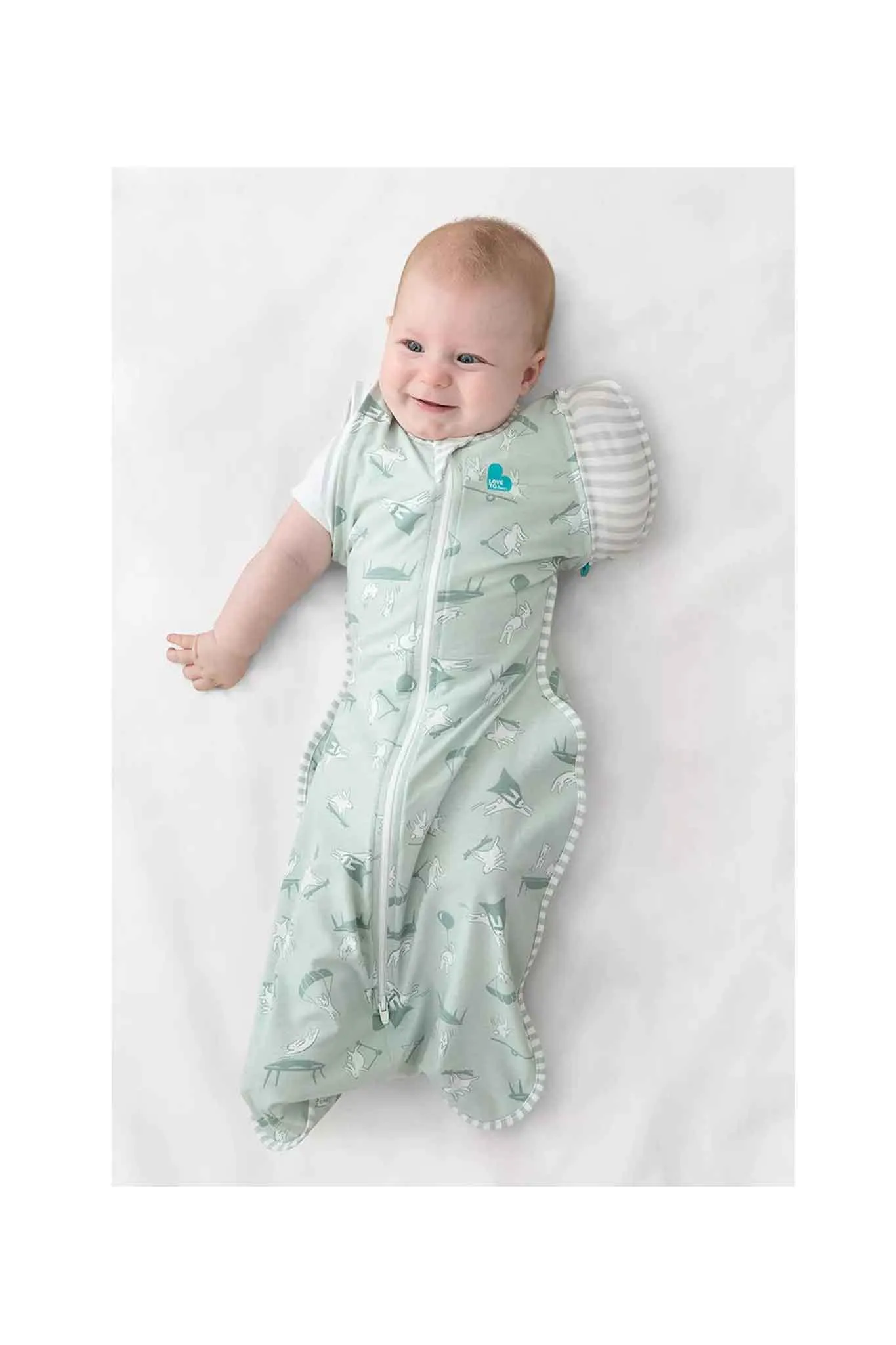 Love To Dream Swaddle Up Transition Bag Lite 0.2 TOG Daredevil Bunny Olive