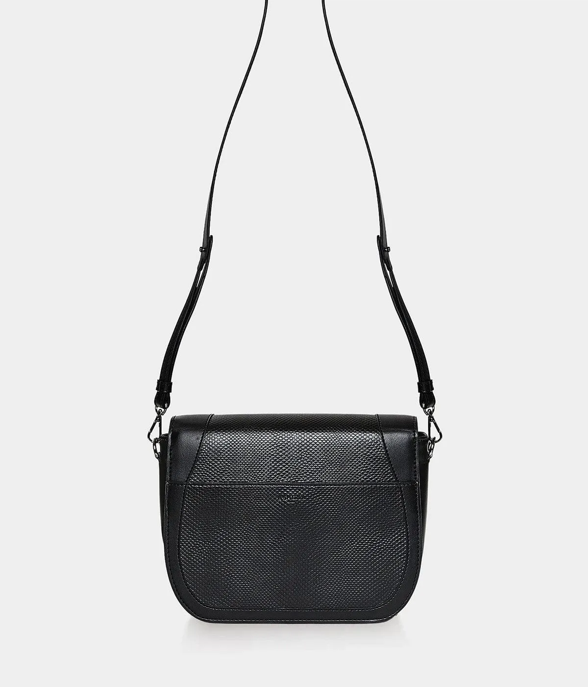 Marilyn Amazon Apple Skin Vegan Leather Crossbody | Black Lizard