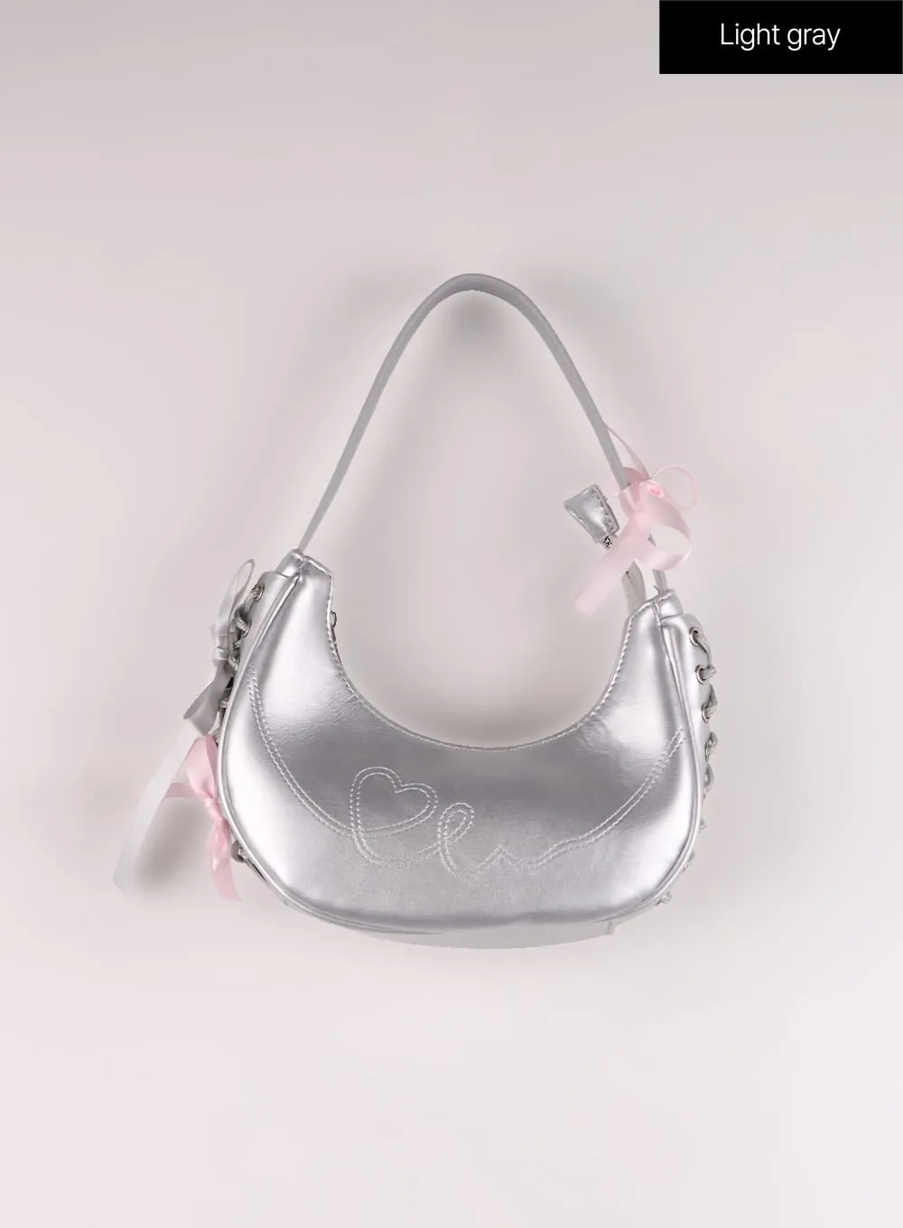 Metallic Shoulder Bag with Ribbon Decor IJ419