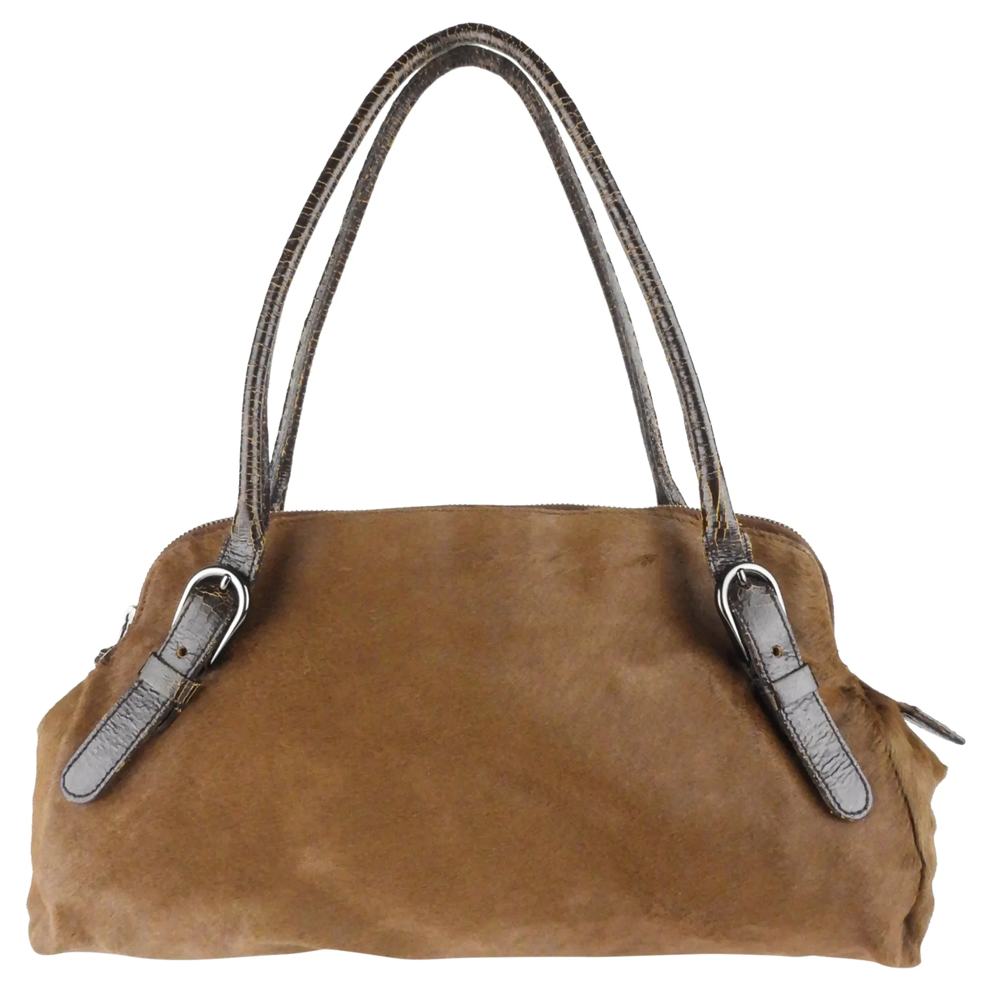 Miu Miu Vintage 2000s Brown Pony Hair Leather Tote Bag