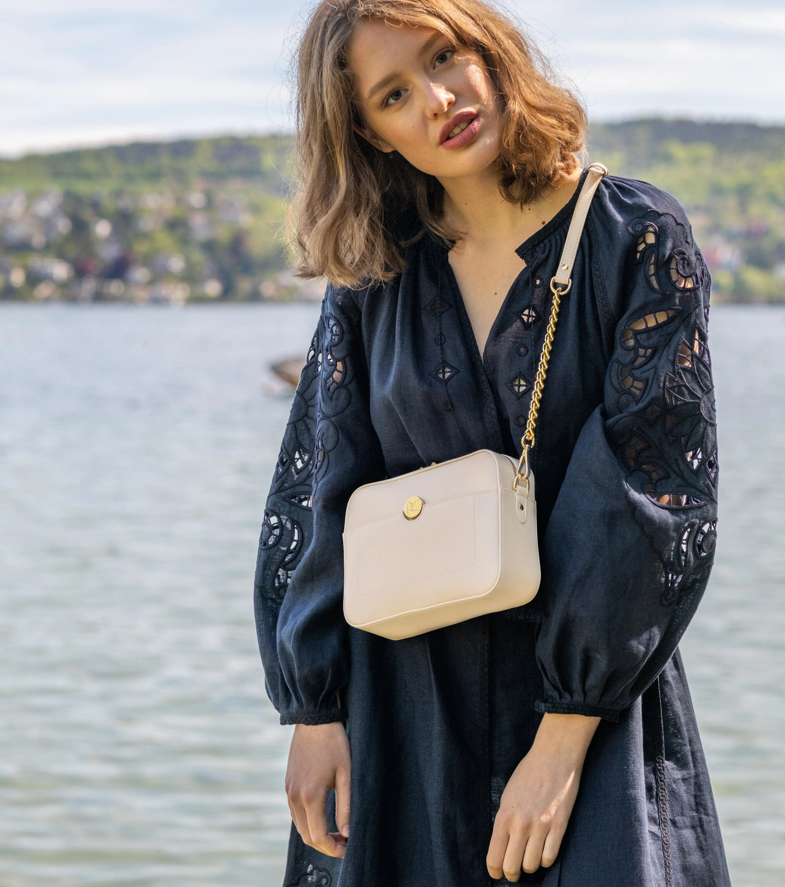 Nomad Apple Leather Vegan Crossbody Bag | Cream