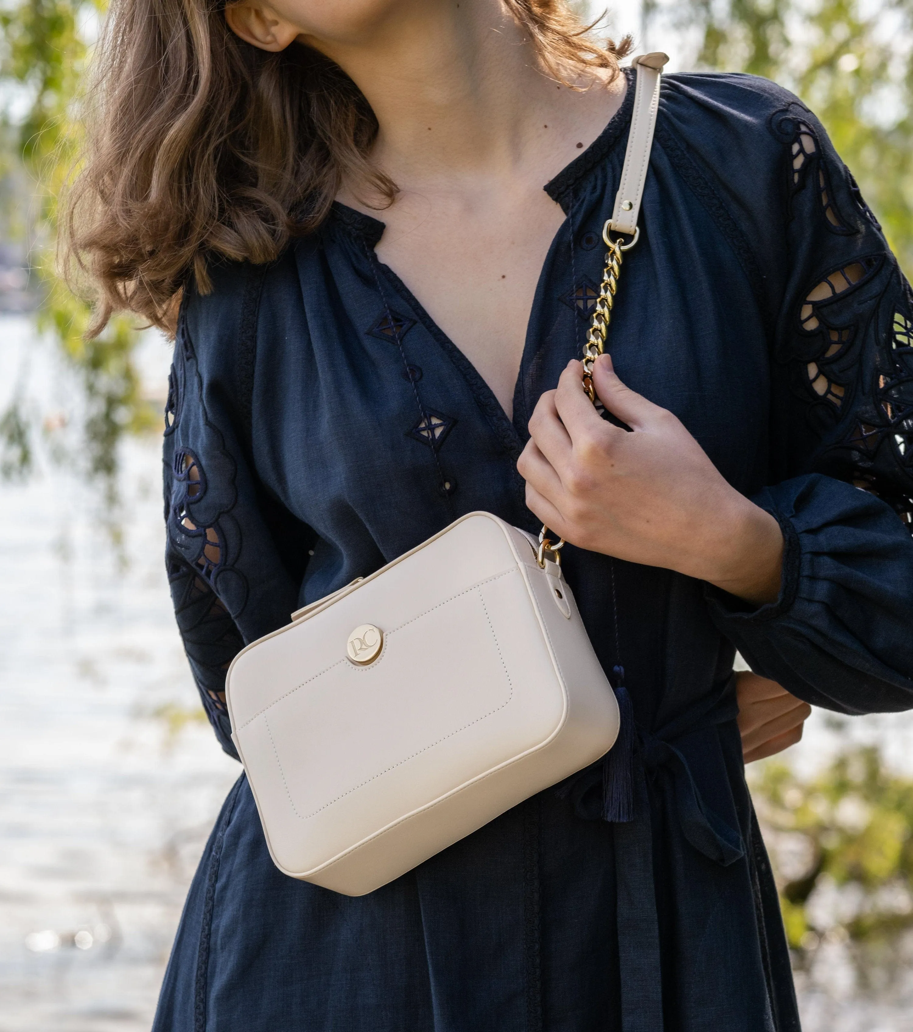 Nomad Apple Leather Vegan Crossbody Bag | Cream