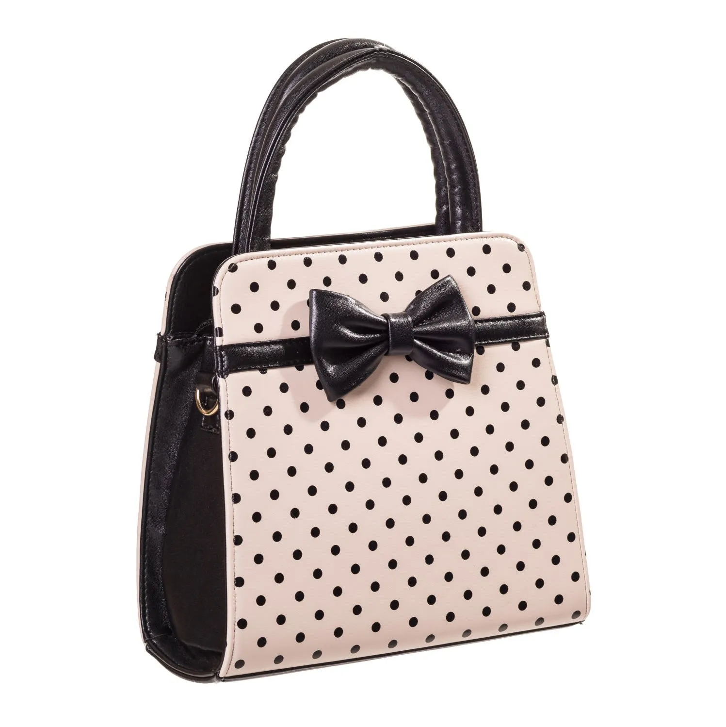 Nude Black Polka Dot  Bow Handbag