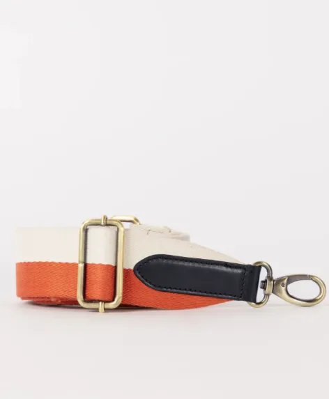 O My Bag - Copper/White Webbing Strap With Black Leather