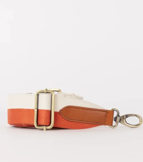 O My Bag - Copper/White Webbing Strap With Cognac Leather