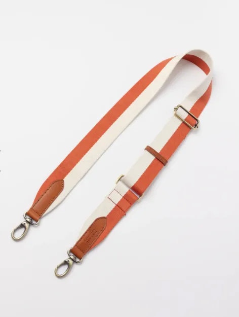 O My Bag - Copper/White Webbing Strap With Cognac Leather