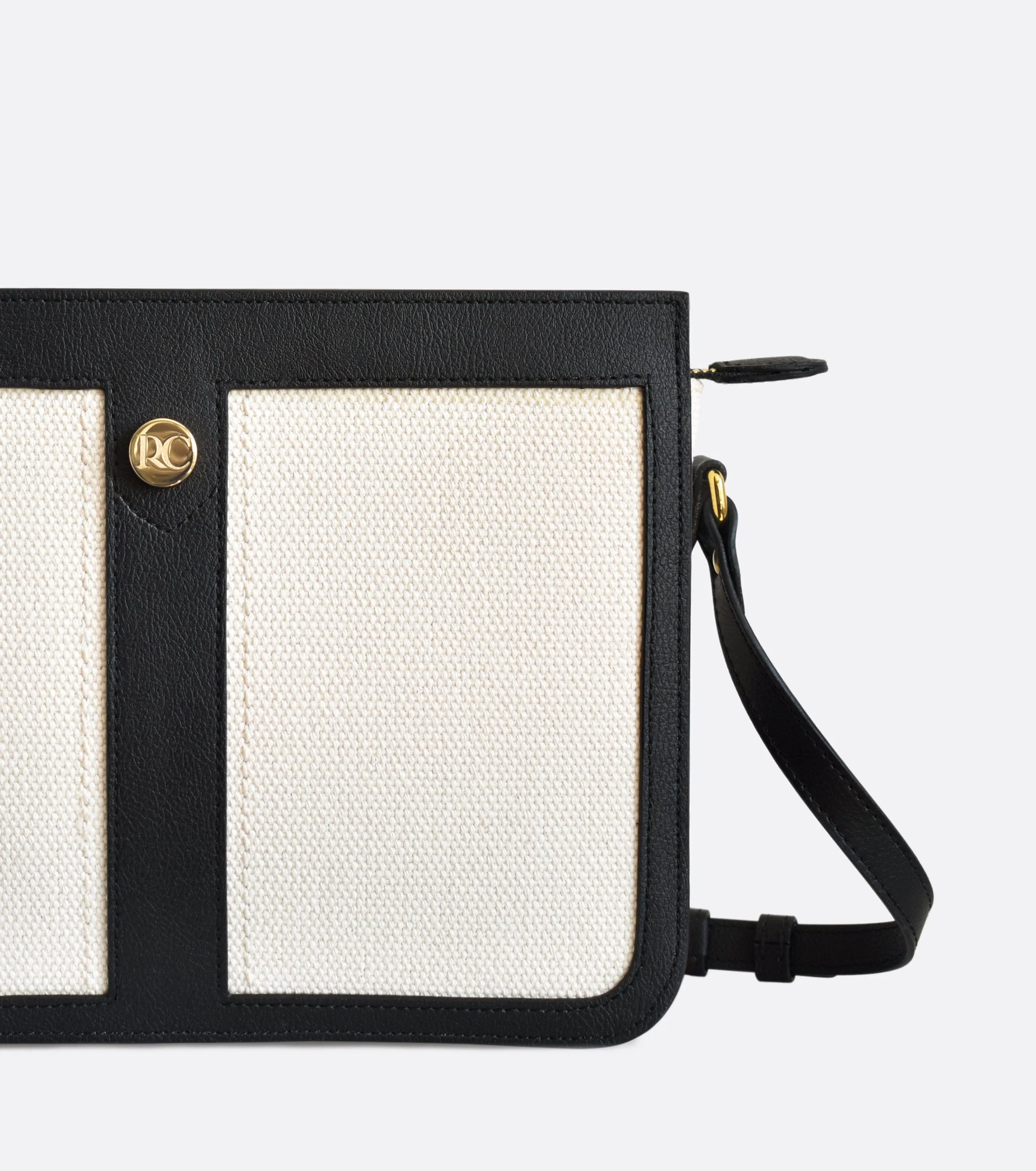 Petit Dune Organic Cotton Canvas Crossbody Bag | Black & White