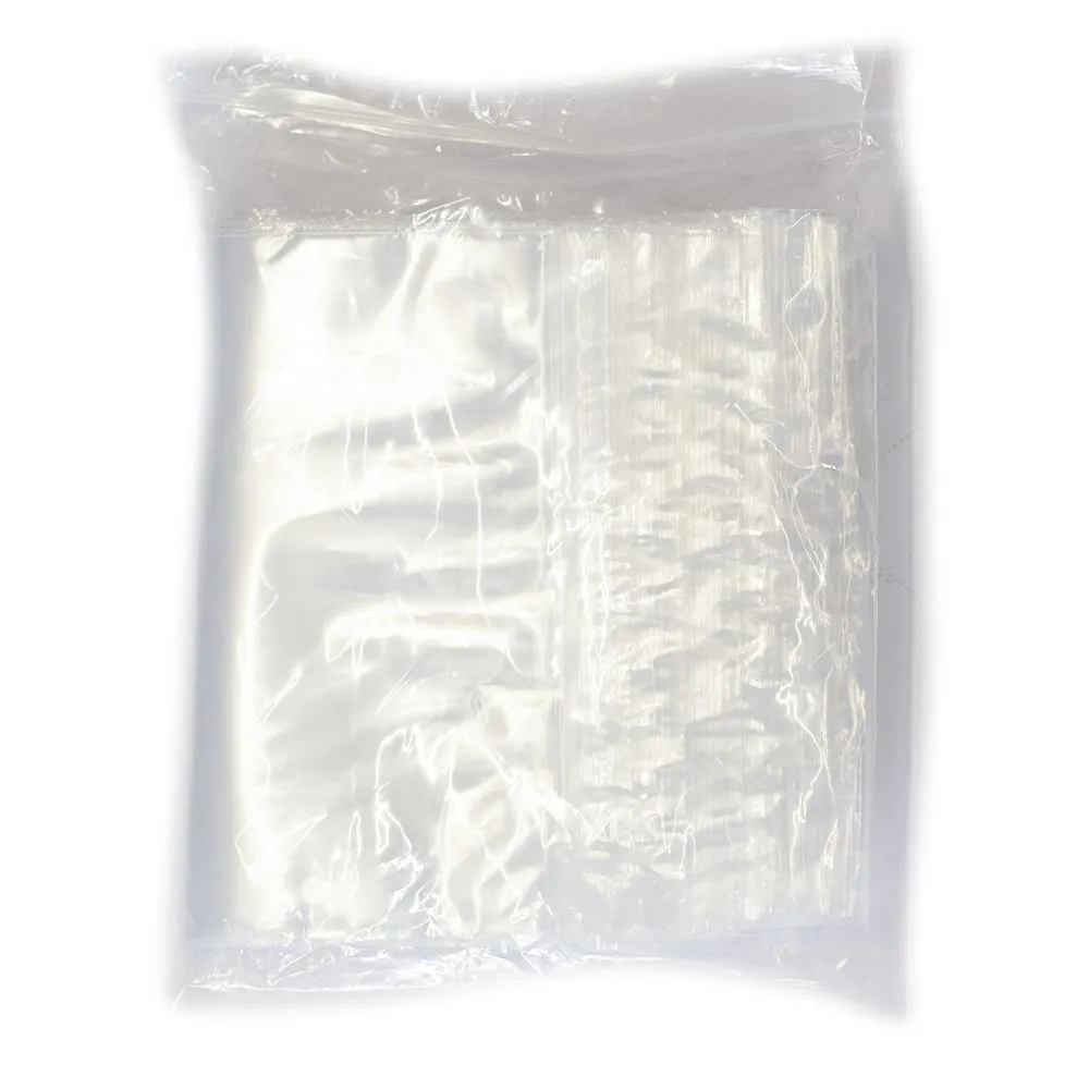 PLASTIC BAG ZIP - 150mmX205mm RED STRIPE P/S BAG (100)