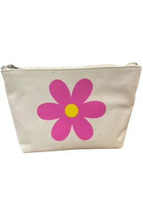 Quilted Koala - Cream Makeup Bag Pink Yellow Daisy