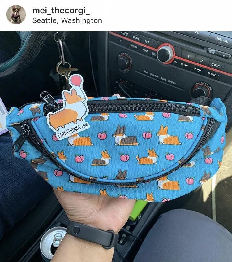 "Sploot Corgis" Blue Fanny Pack