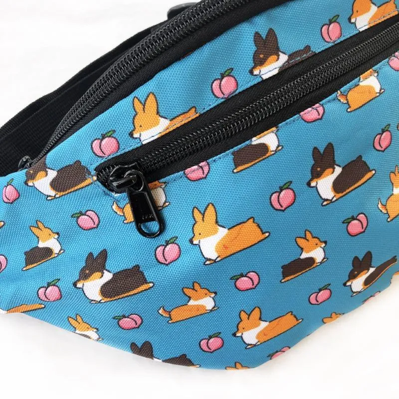 "Sploot Corgis" Blue Fanny Pack