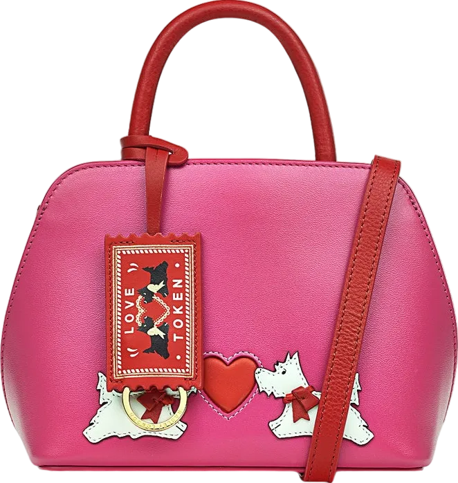 Radley London Pink / Red Leather Valenines Mini Top Handle Bag With Crossbody Strap One Size