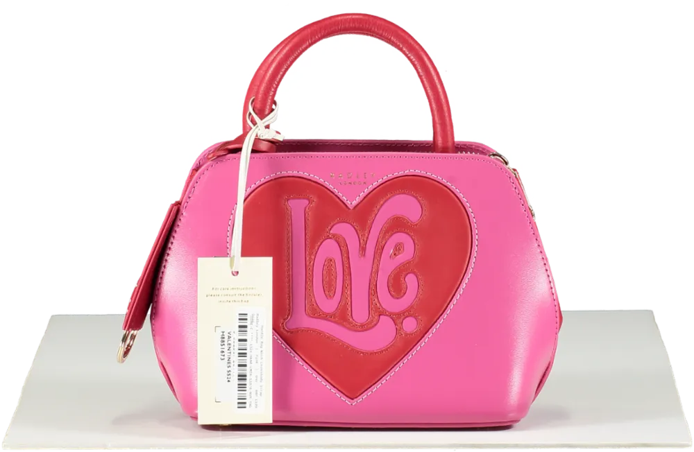 Radley London Pink / Red Leather Valenines Mini Top Handle Bag With Crossbody Strap One Size