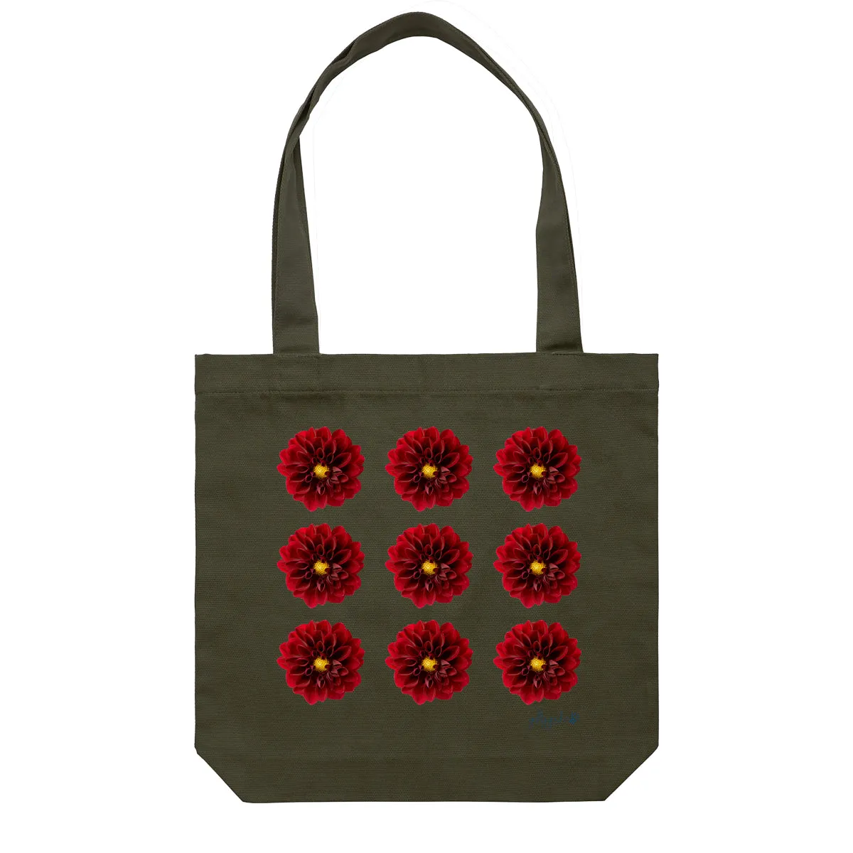 Red Dahlias Tote Bag