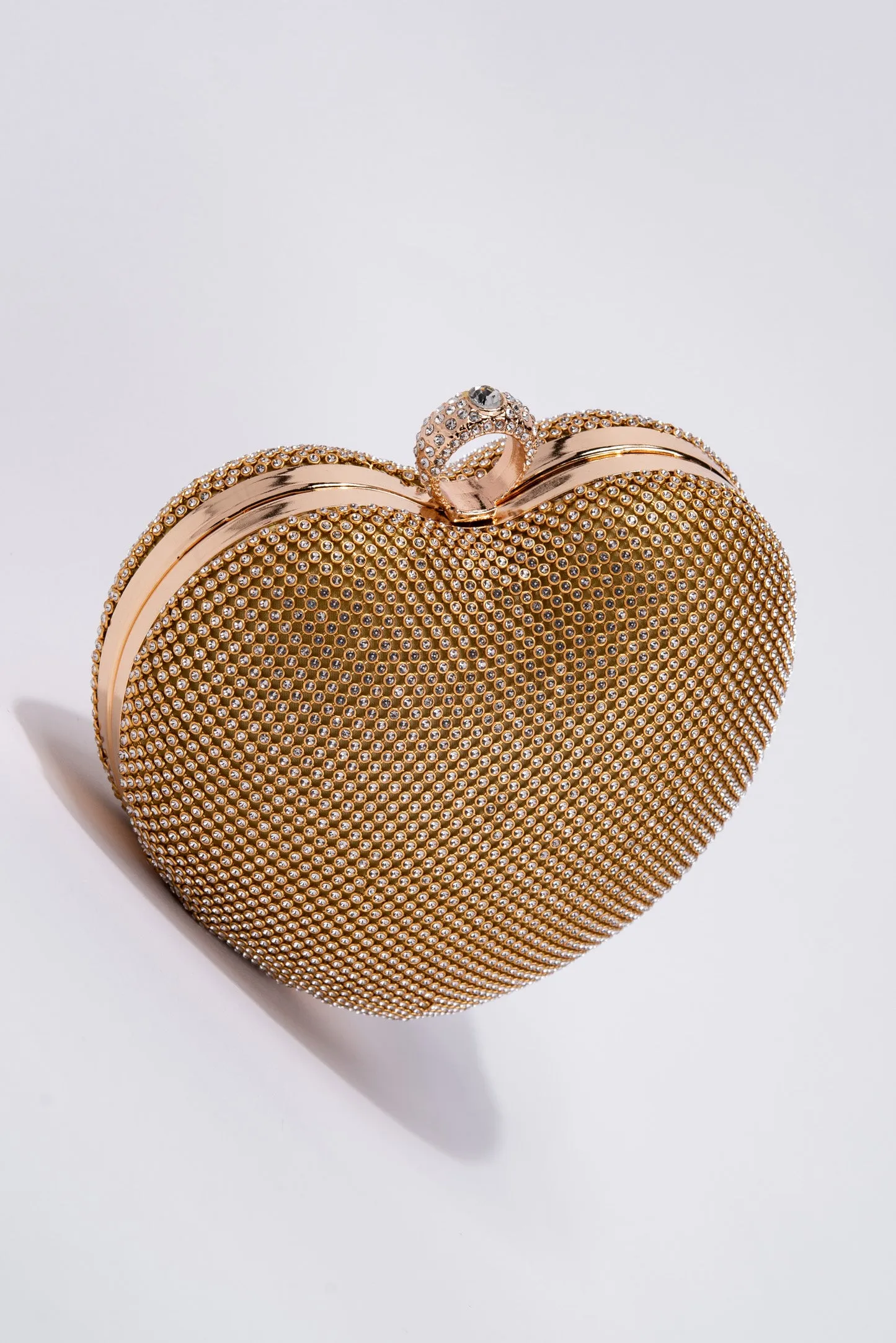 Reese Crystal Heart Shaped Evening Bag Detachable Crossbody