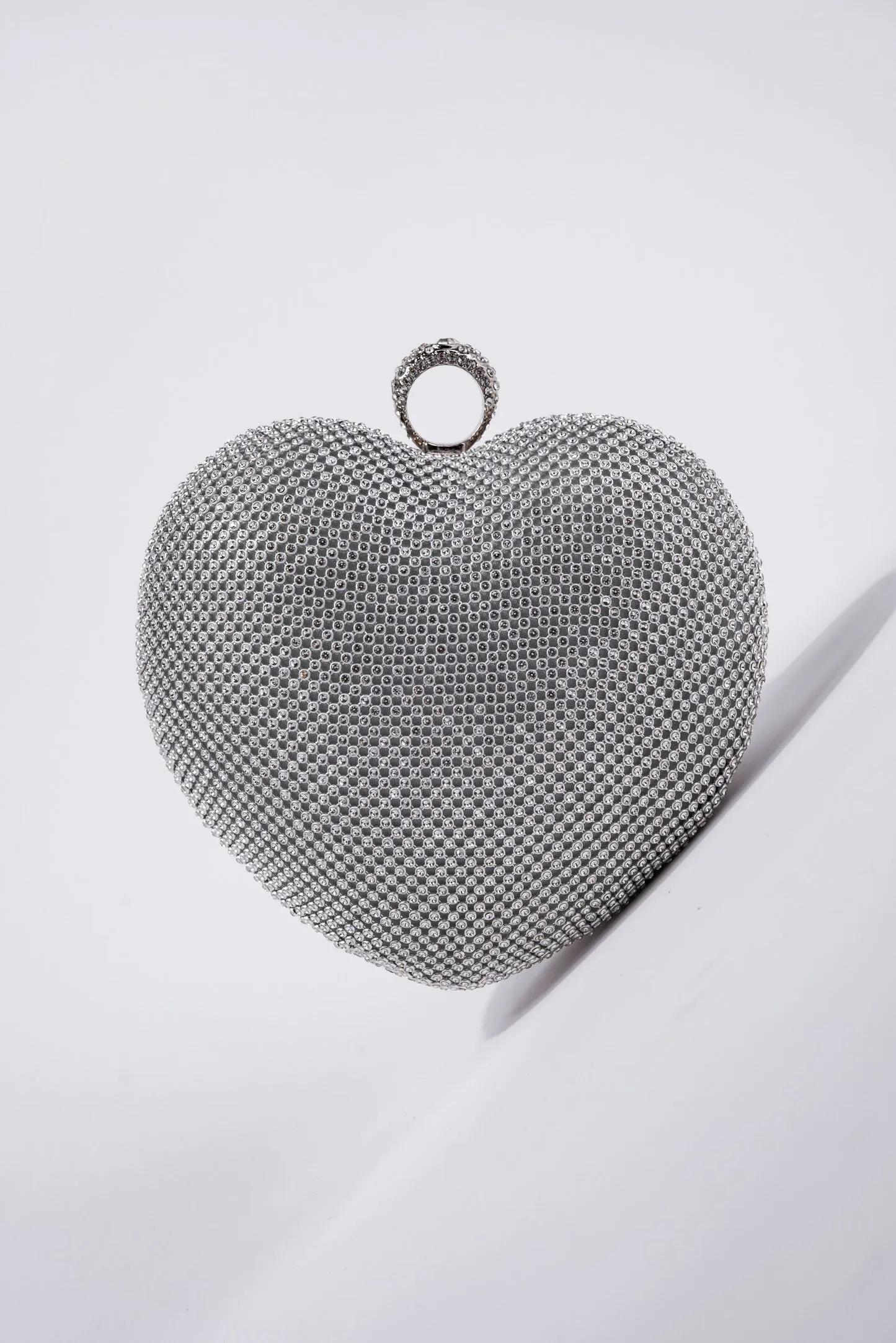 Reese Crystal Heart Shaped Evening Bag Detachable Crossbody