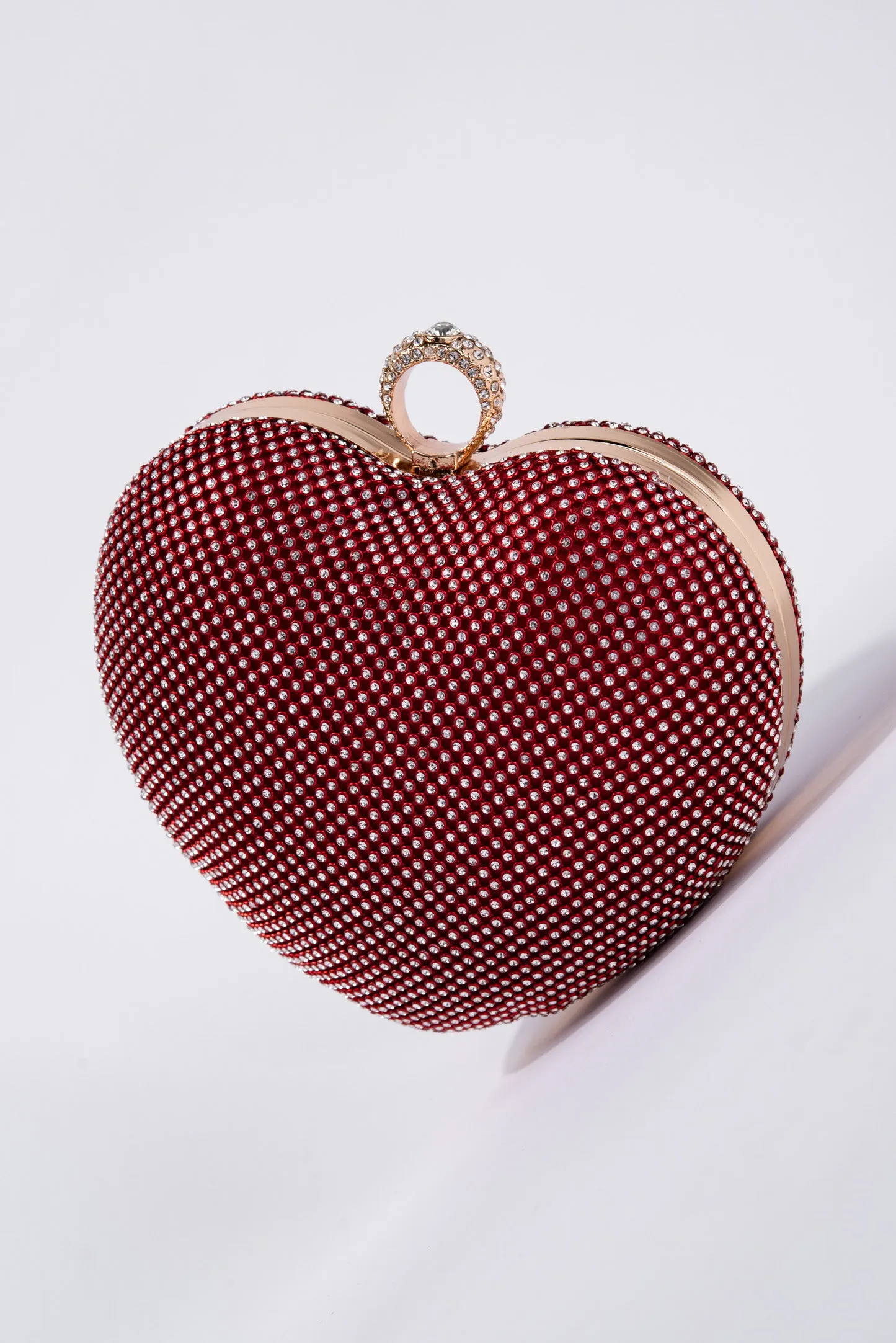 Reese Crystal Heart Shaped Evening Bag Detachable Crossbody